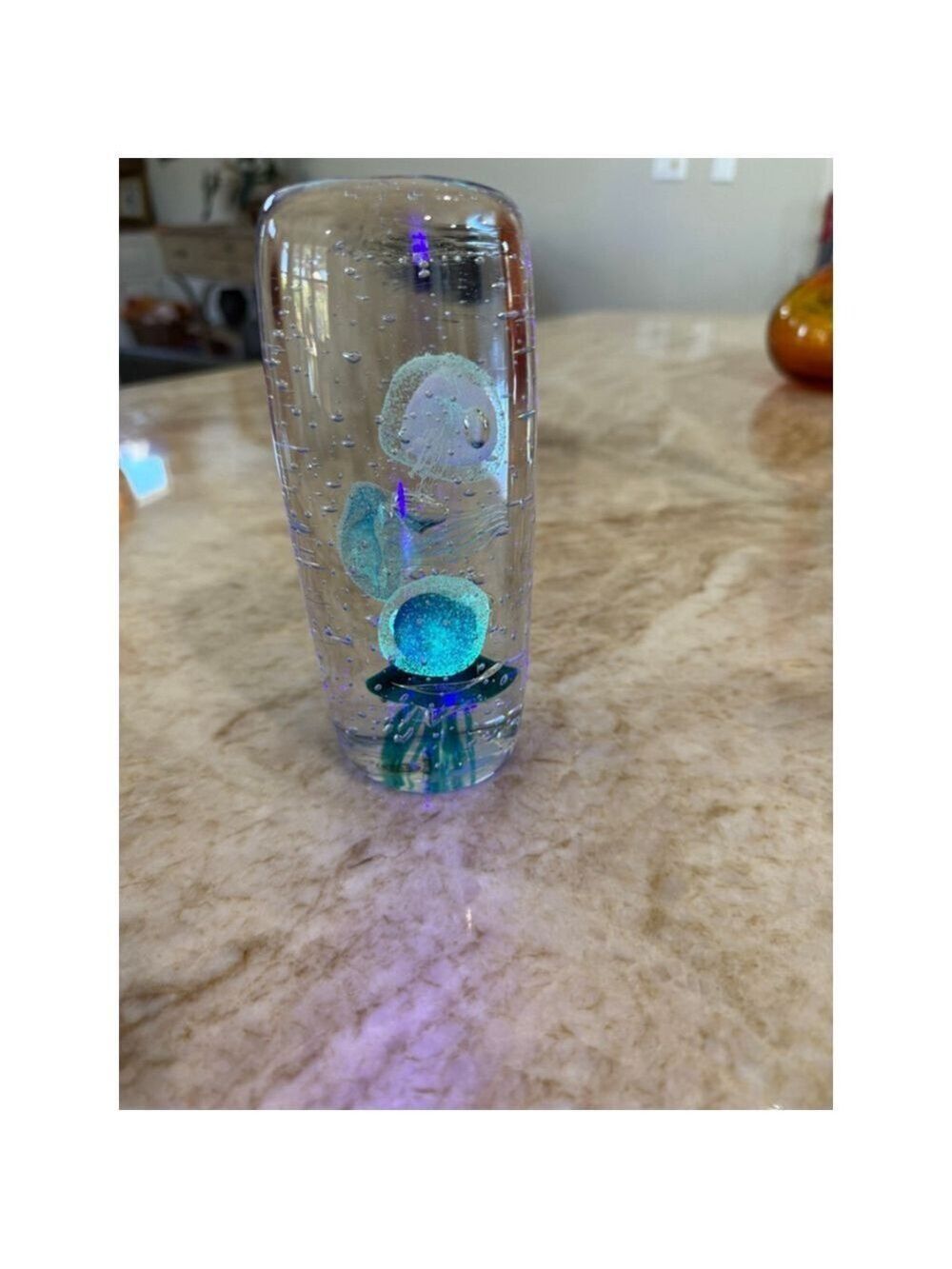 SPI Home Clear Blue Jellyfish Glass Decor One Size, paperweight sculpture decor